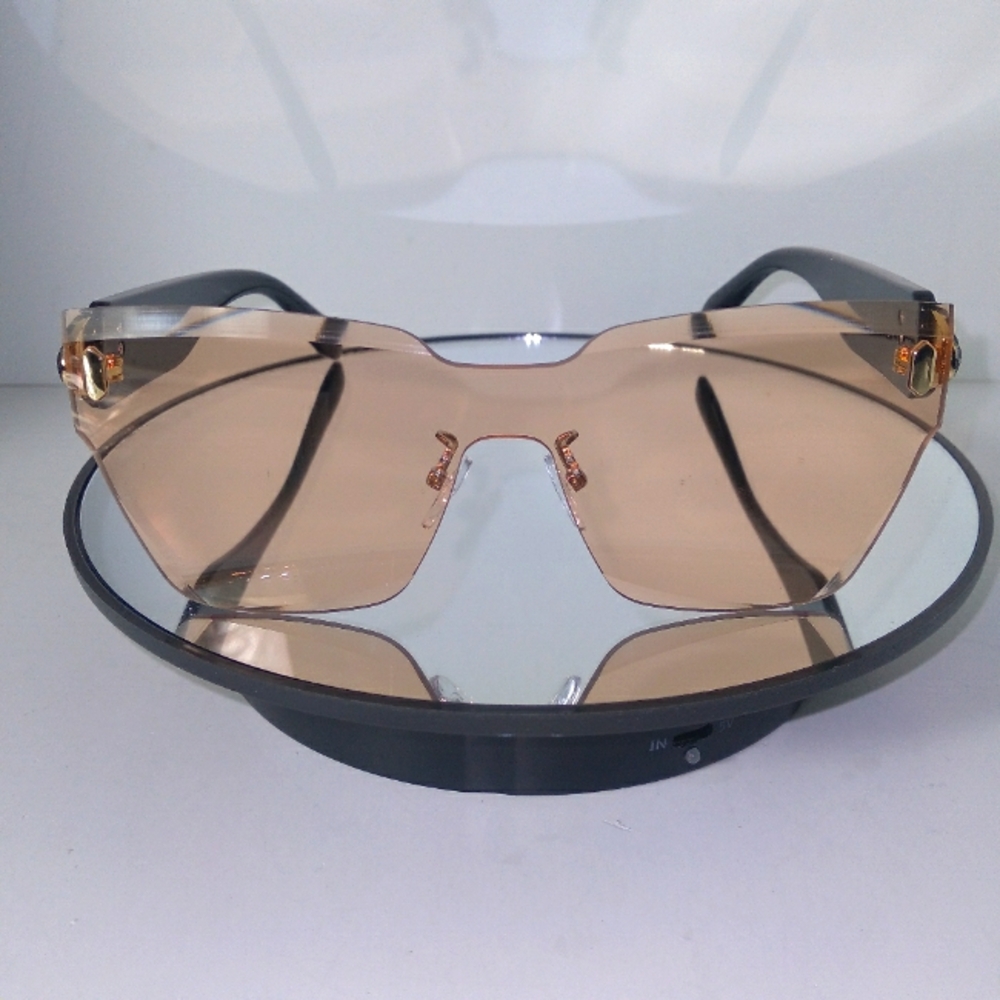 Orange Lens Gold & Black Snake Head Design Square Sunglasses